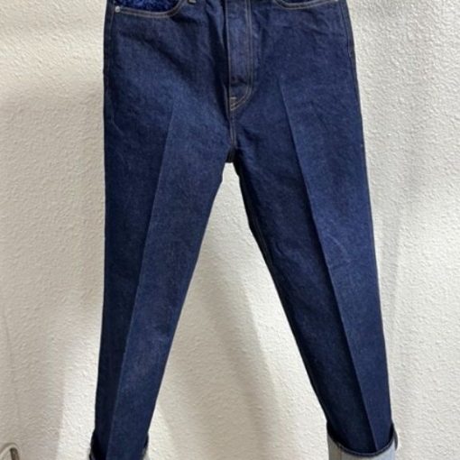 크로셰와 니트 스티치가 있는 센터 프레스 데님 (인디고 블루) [오프라인 매장 한정]