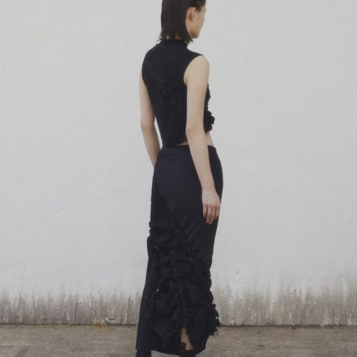 DUSK 스파이럴 스모크 부분 데님 스커트 A24BSS04BL